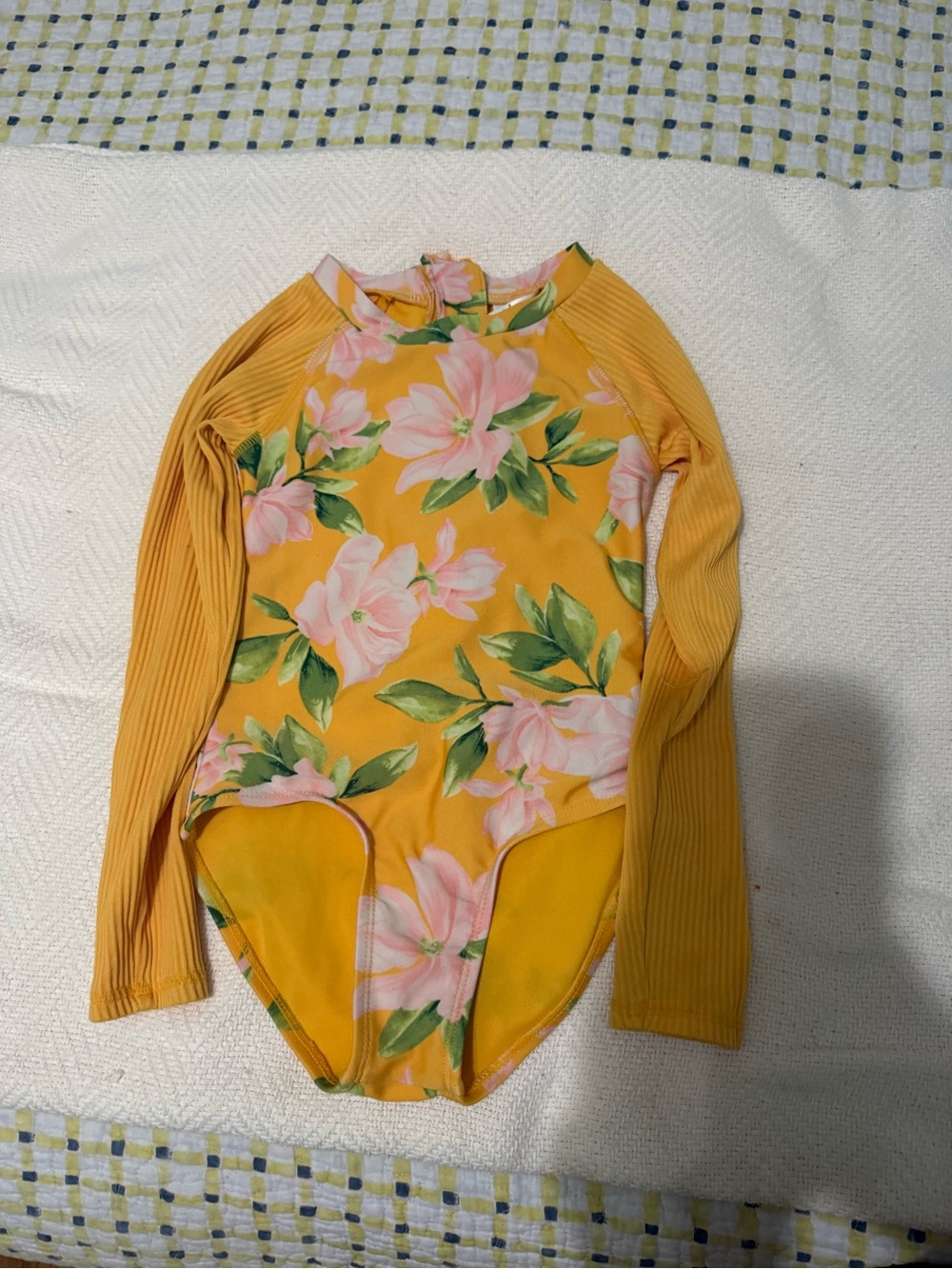 Target Yellow Floral Long Sleeve Girls' Swim One-Piece